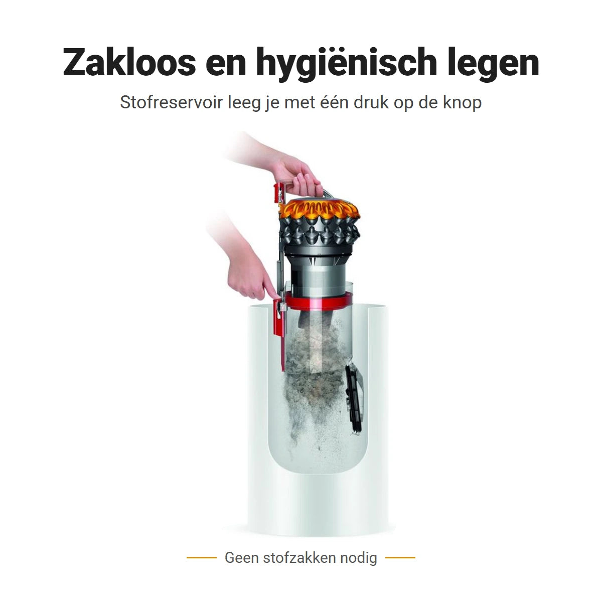 Stofreservoir van de Dyson Big Ball Multifloor 2 hygiënisch legen met één druk op de knop